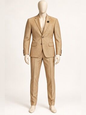 NWT Vercini Brown Geometric Slim Fit 2 Piece Suit 38R Jacket 32 Pants